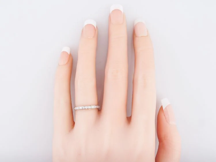 Antique Eternity Wedding Band Art Deco .50 Single Cut Diamonds in Platinum - Image 5