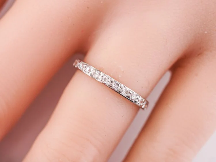 Antique Eternity Wedding Band Art Deco .50 Single Cut Diamonds in Platinum - Image 6