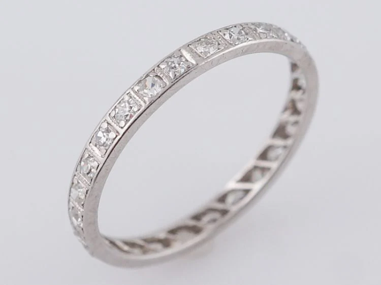Antique Eternity Wedding Band Art Deco .54 Single Cut Diamond in Platinum - Image 3