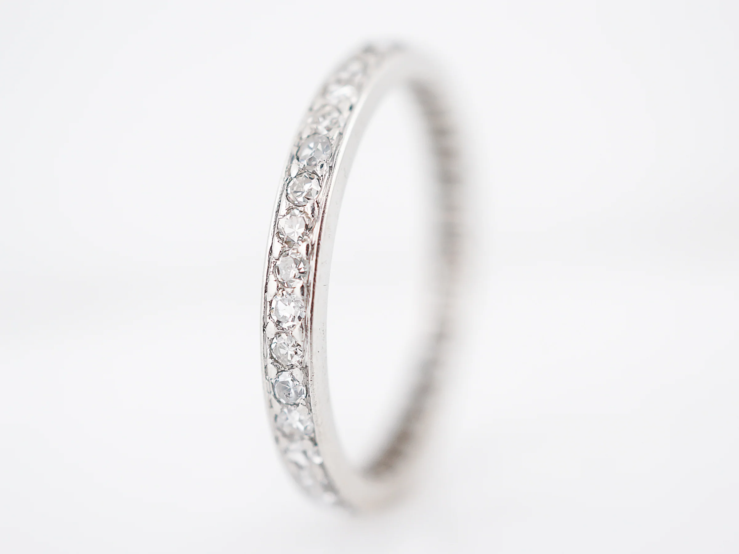 Antique Eternity Wedding Band Art Deco .60 Single Cut Diamonds in Platinum - Image 2