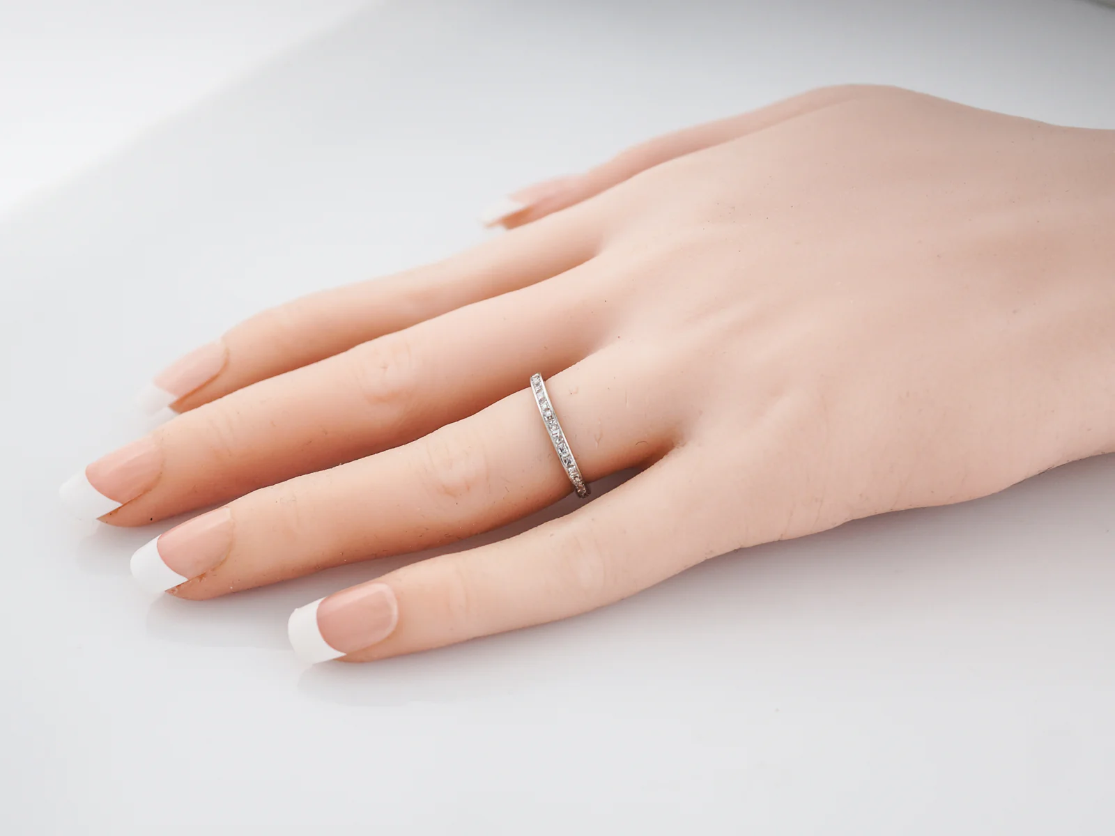 Antique Eternity Wedding Band Art Deco .66 Step & French Cut Diamonds in Platinum - Image 5