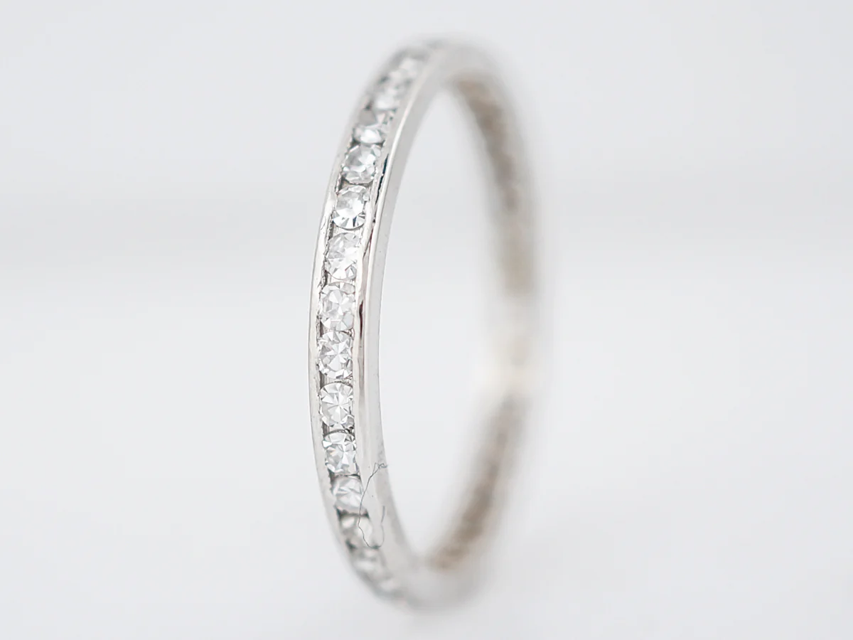 Antique Eternity Wedding Band Art Deco .76 Single Cut Diamonds in Platinum - Image 2