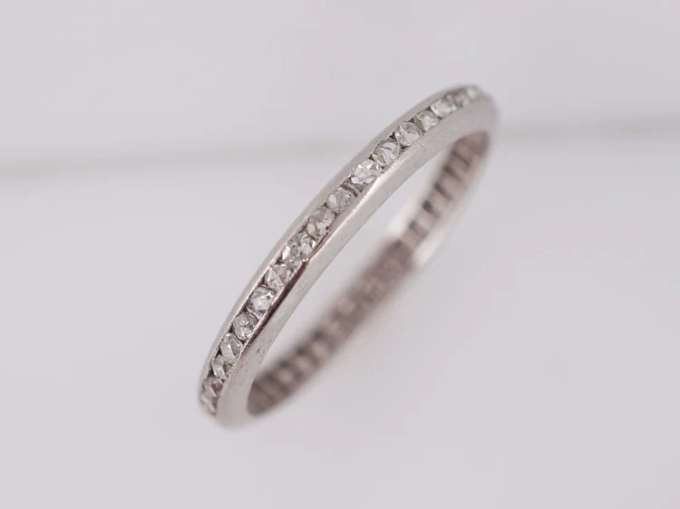 Antique Eternity Wedding Band Art Deco .91ct French Cut Diamonds in Platinum - Image 2
