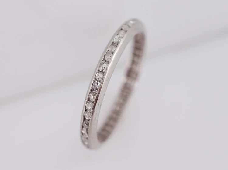 Antique Eternity Wedding Band Art Deco .91ct French Cut Diamonds in Platinum - Image 3