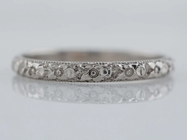 Antique Eternity Wedding Band Art Deco Orange Blossom in Platinum