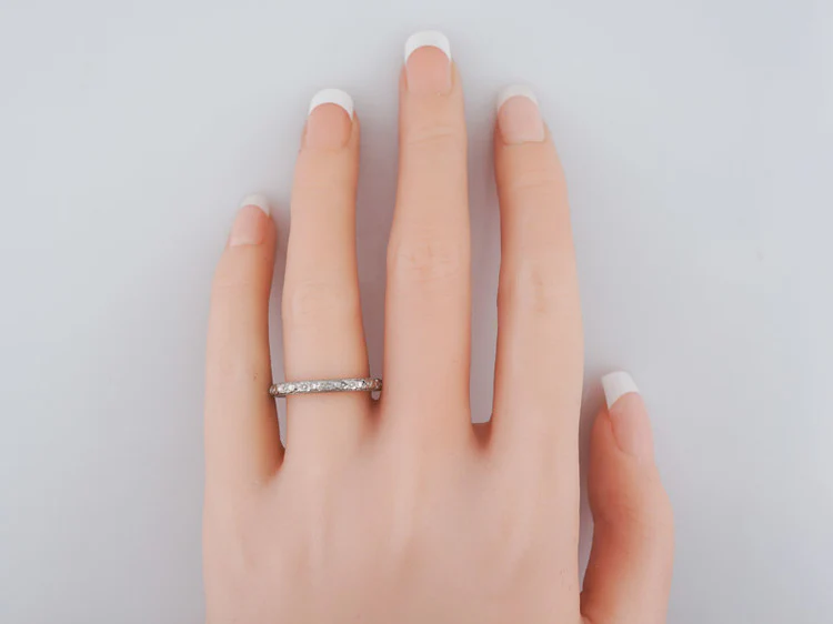 Antique Eternity Wedding Band Art Deco Orange Blossom in Platinum - Image 6