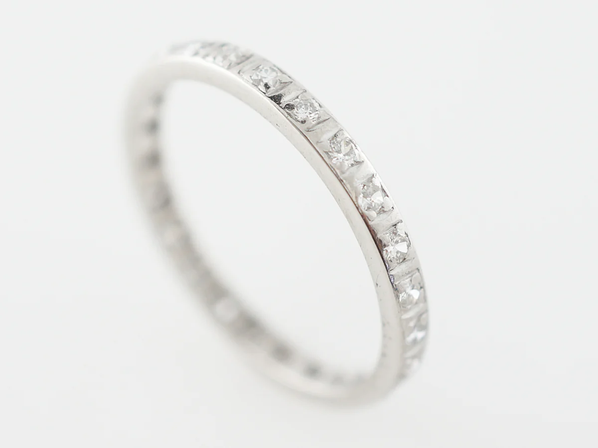 Antique Eternity Wedding Band w/ Diamonds Platinum - Image 3