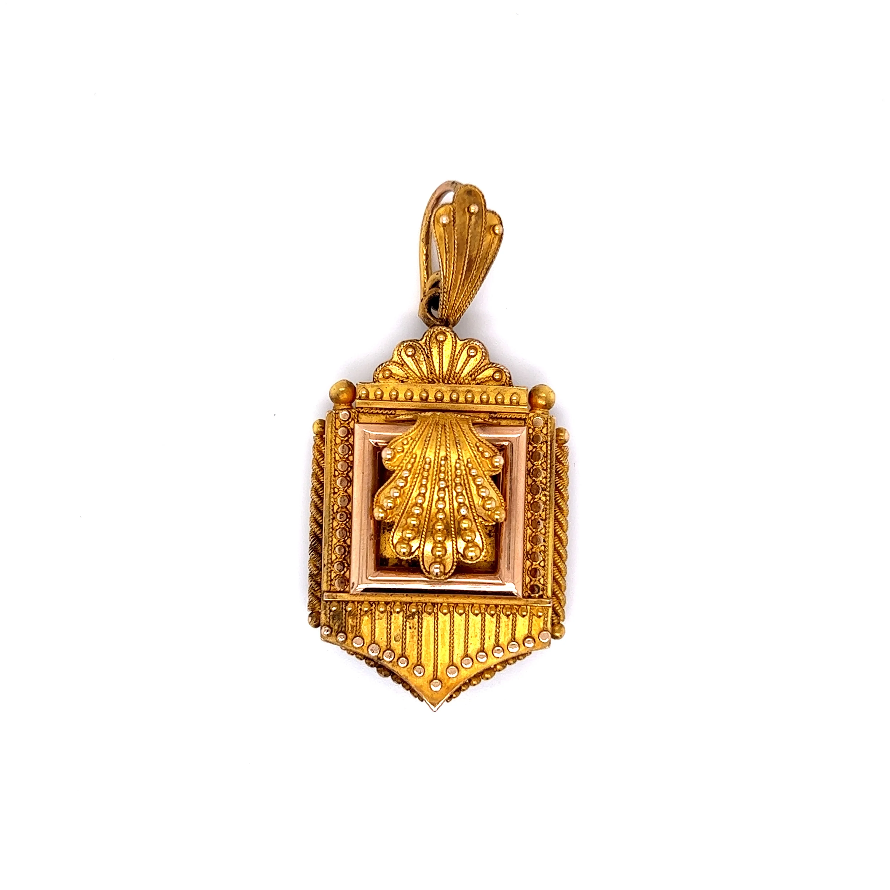 Antique Etruscan Revival Locket in 14k Yellow Gold