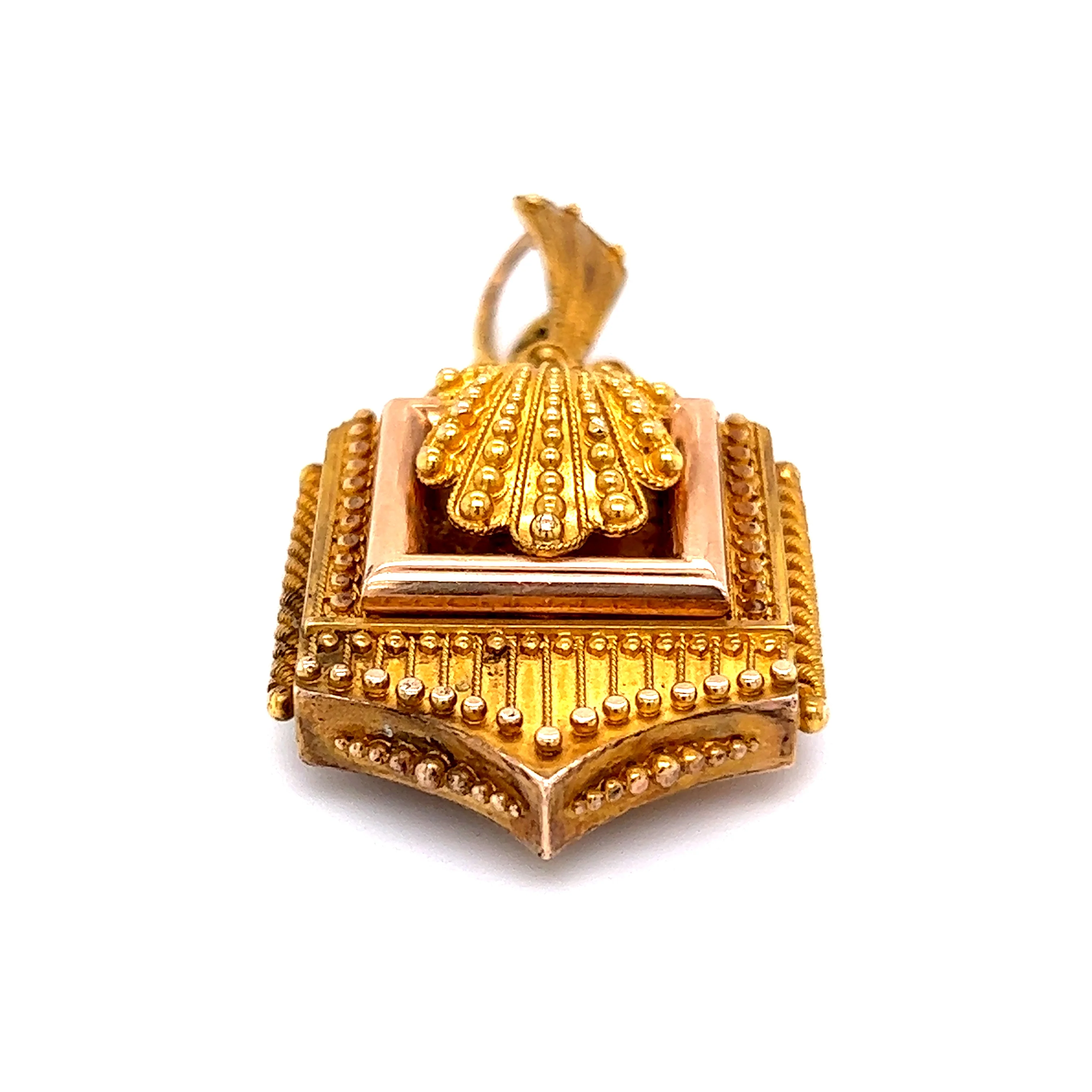 Antique Etruscan Revival Locket in 14k Yellow Gold - Image 6