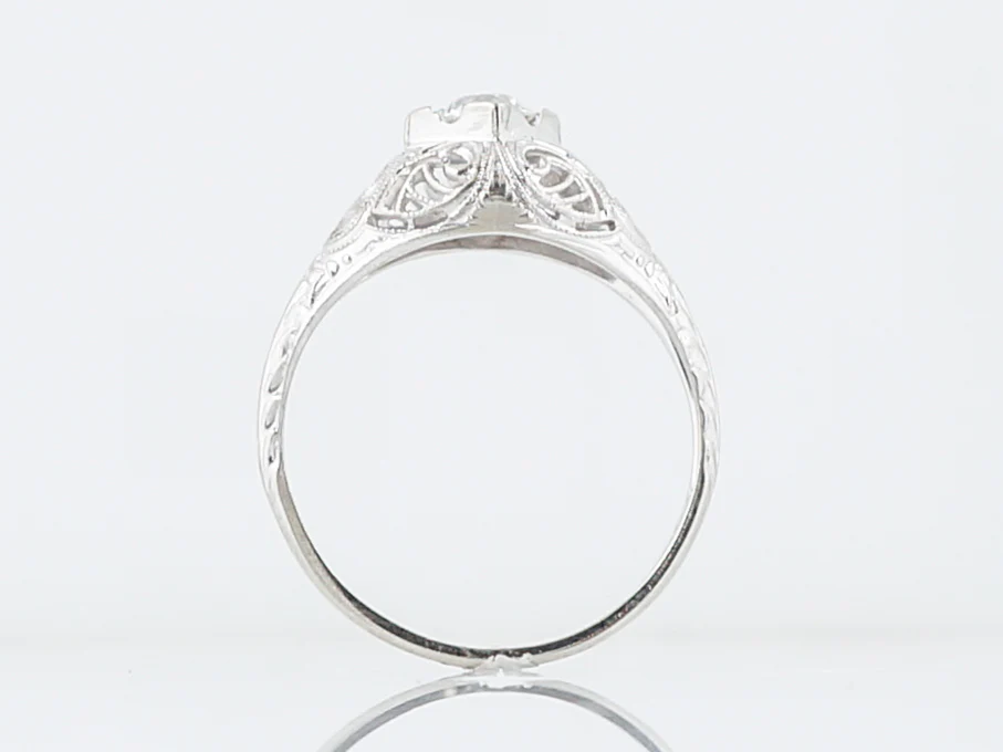 Antique Filigree Engagement Ring Mine Cut Diamond in 18k - Image 6