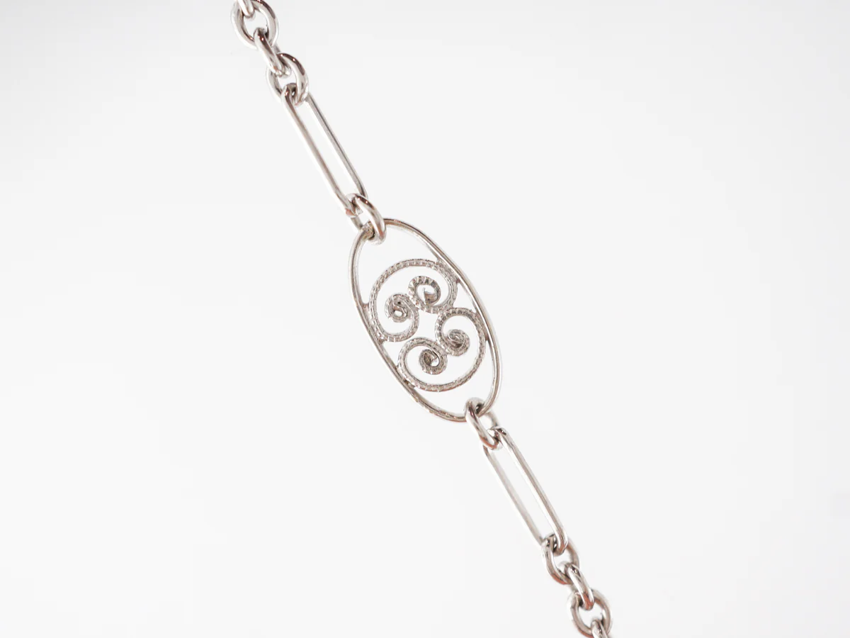 Antique Filigree Necklace w/ Open Link Chain in 14k - Image 3