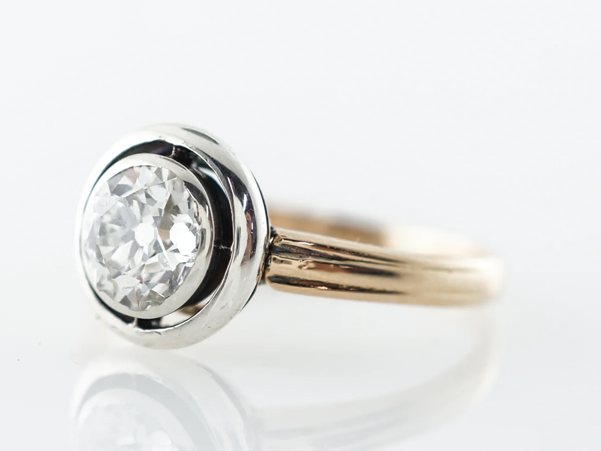 Antique Georgian Diamond Engagement Ring in Yellow Gold & Sterling Silver - Image 2