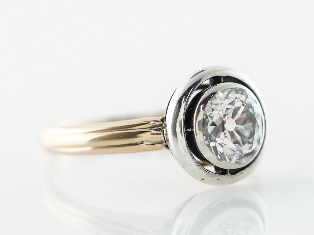 Antique Georgian Diamond Engagement Ring in Yellow Gold & Sterling Silver - Image 3