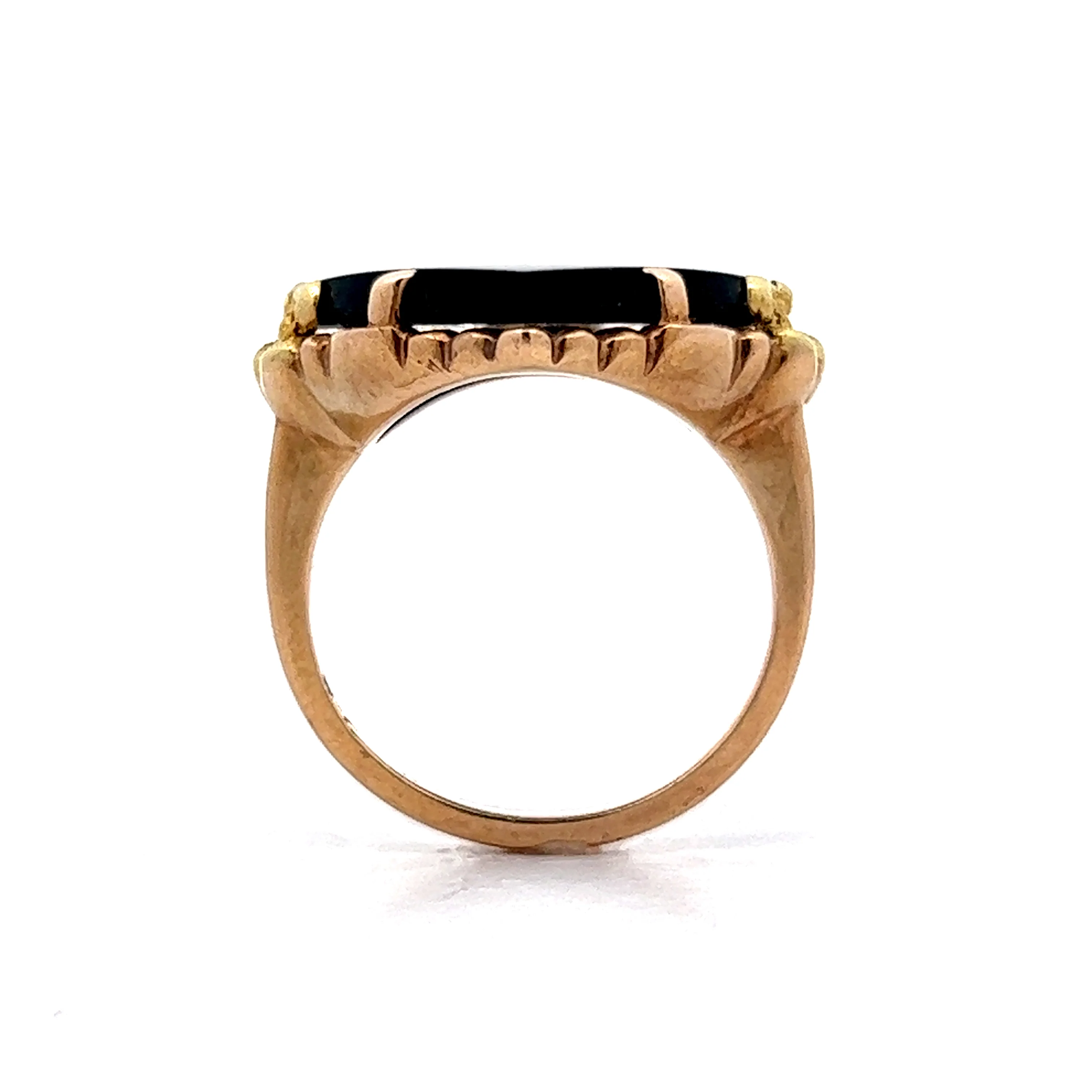 Antique Heart Shaped Onyx Ring in 10k Rose & Yellow Gold - Image 4