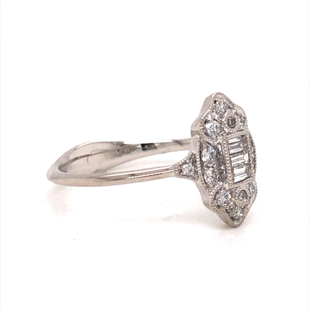 Antique Inspired Diamond Cluster Ring in 18k White Gold - Image 3