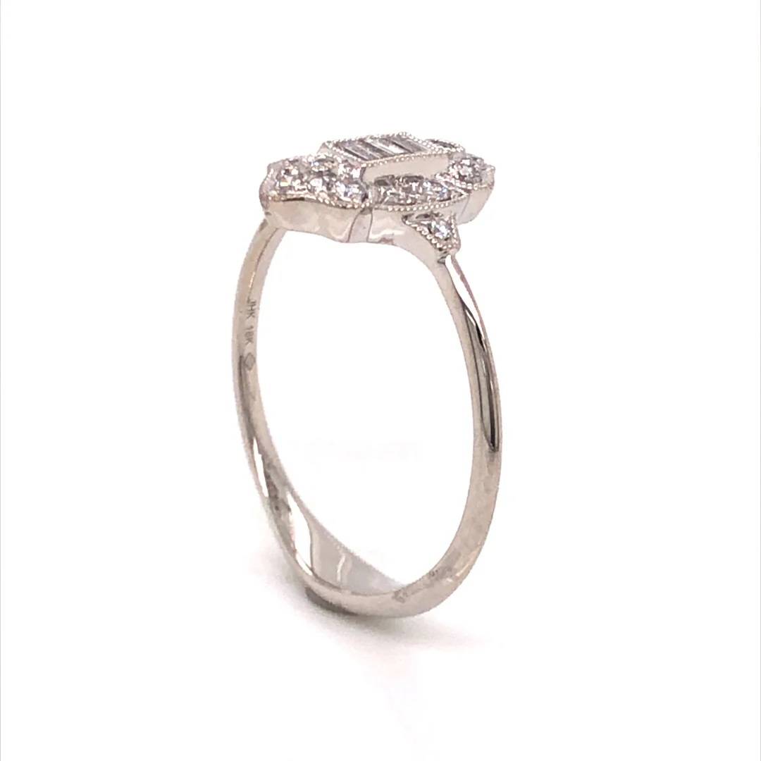 Antique Inspired Diamond Cluster Ring in 18k White Gold - Image 4