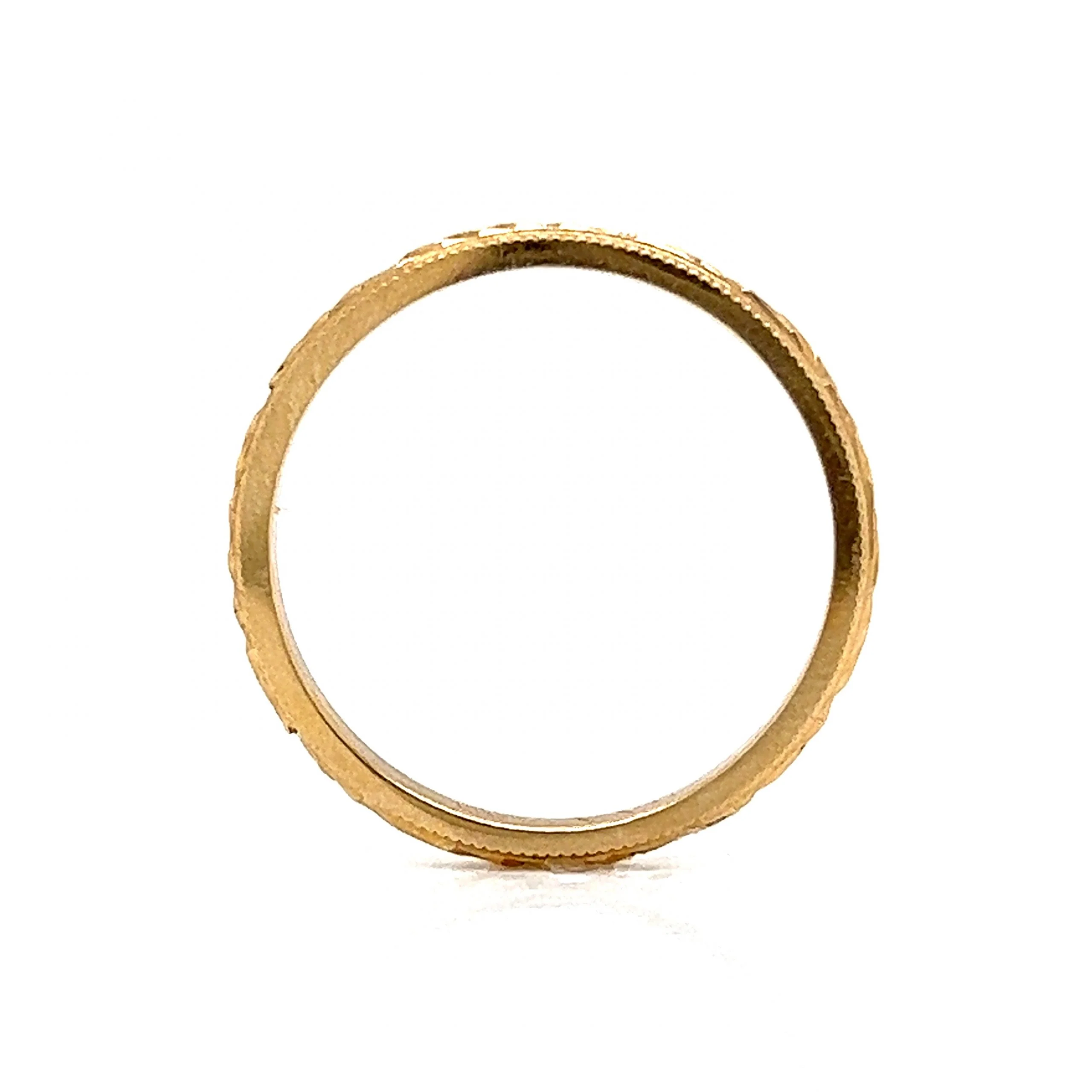 Antique Inspired Engraved Wedding Band in 14k Yellow Gold - Image 4