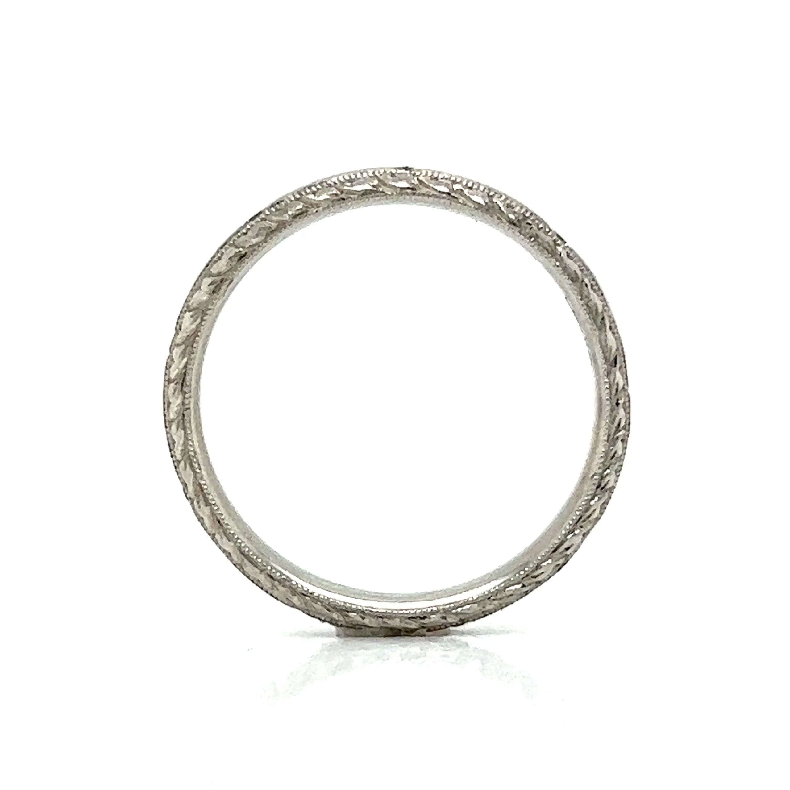 Antique Inspired Flush Set Diamond Wedding Band in Platinum - Image 4