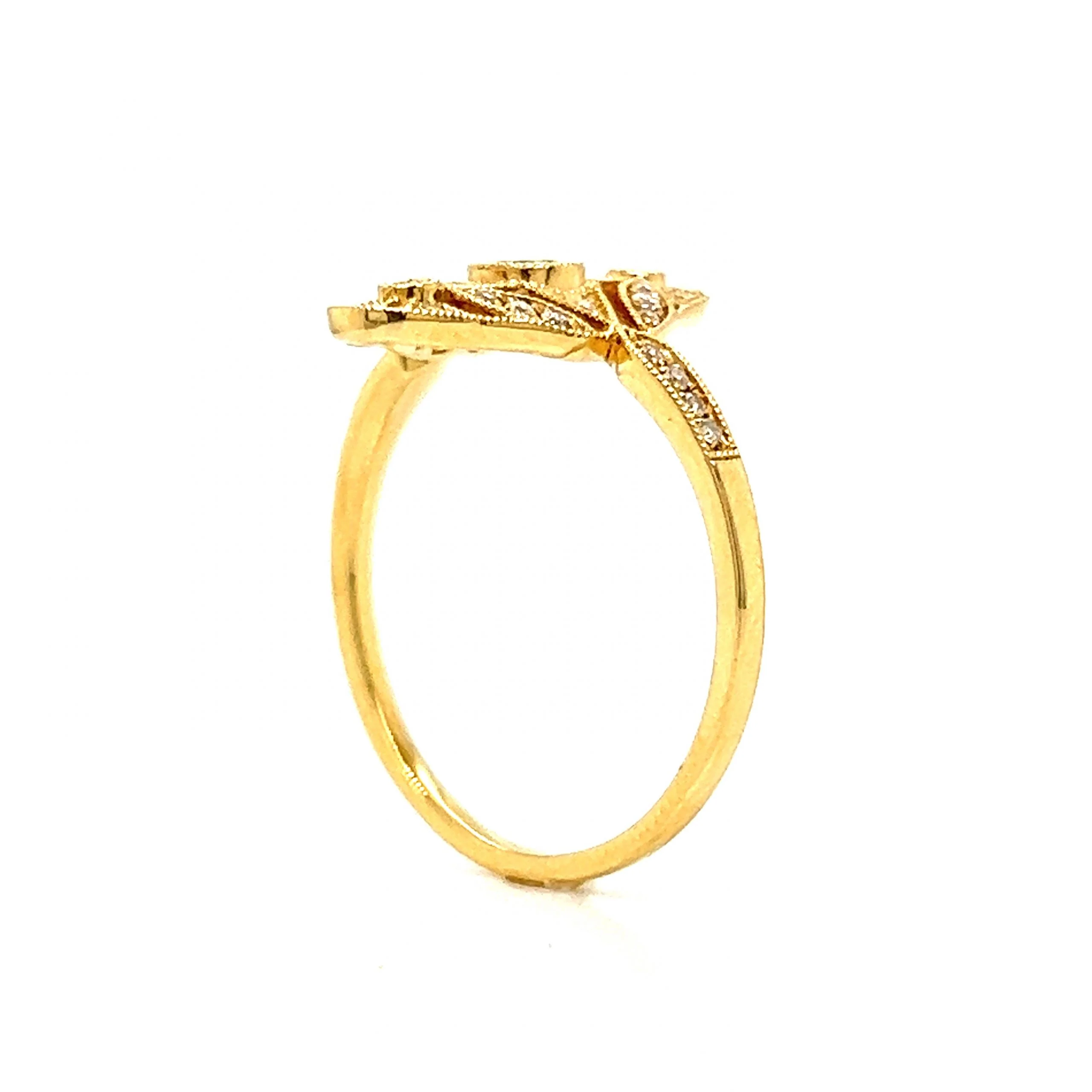 Antique Inspired Round Emerald & Diamond Ring in 18k Gold - Image 5