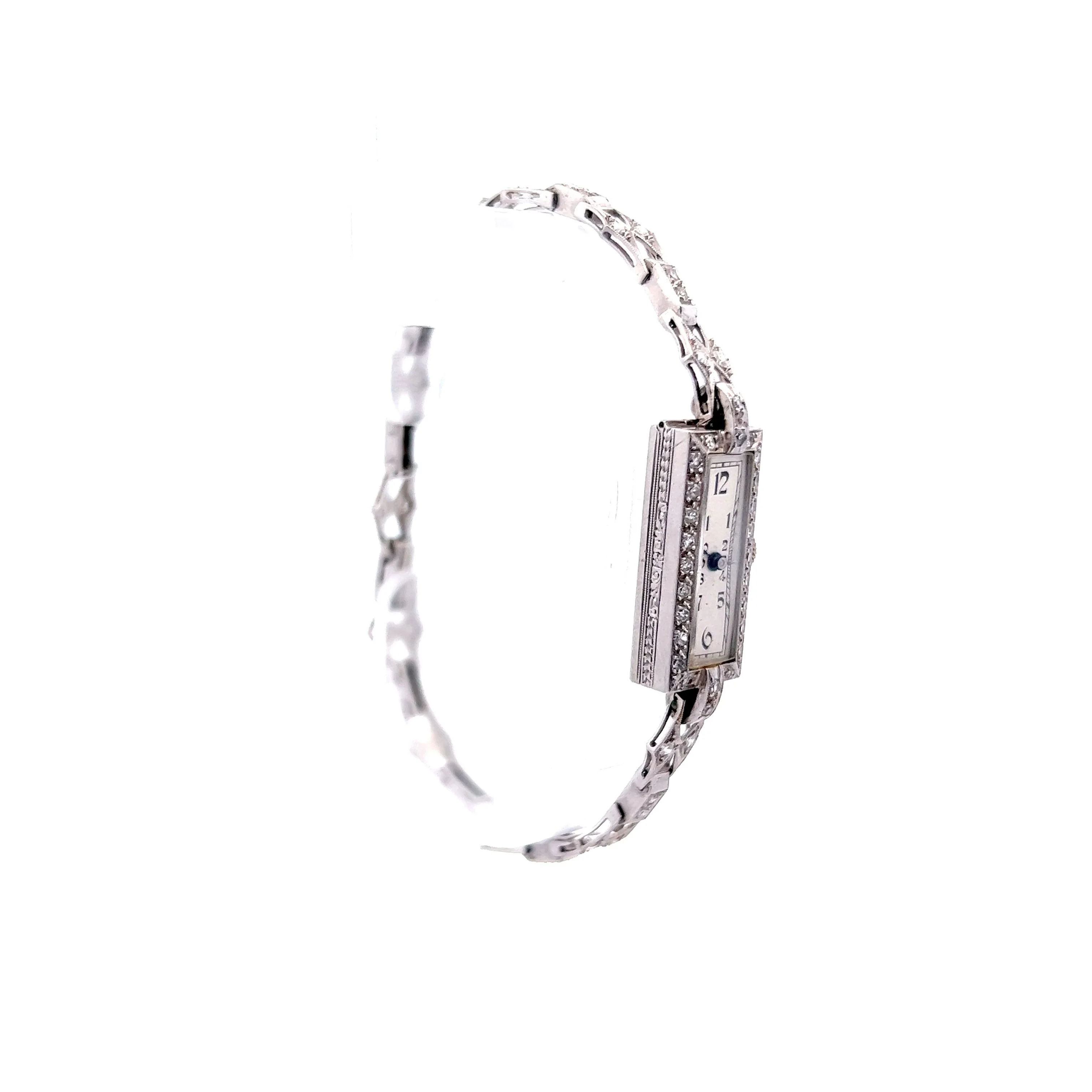 Antique Ladies Watch Art Deco .65 Single Cut Diamonds in Platinum - Image 3