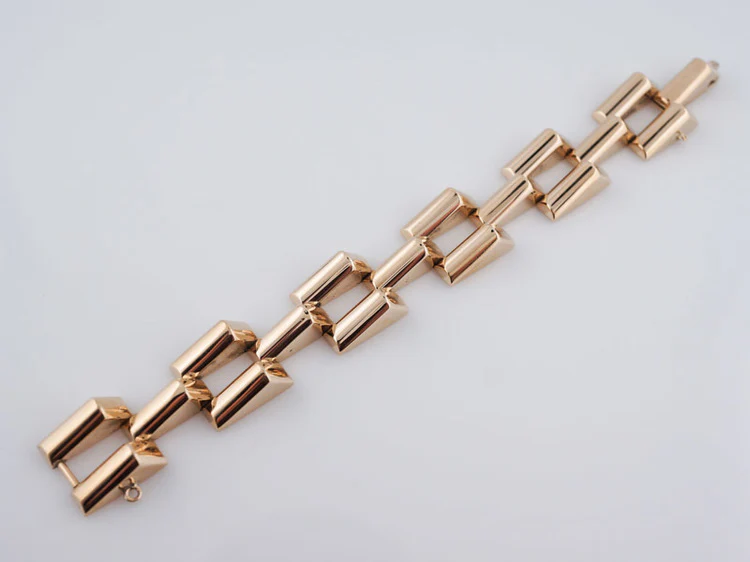 Antique Late Art Deco Bracelet in 14k Yellow Gold