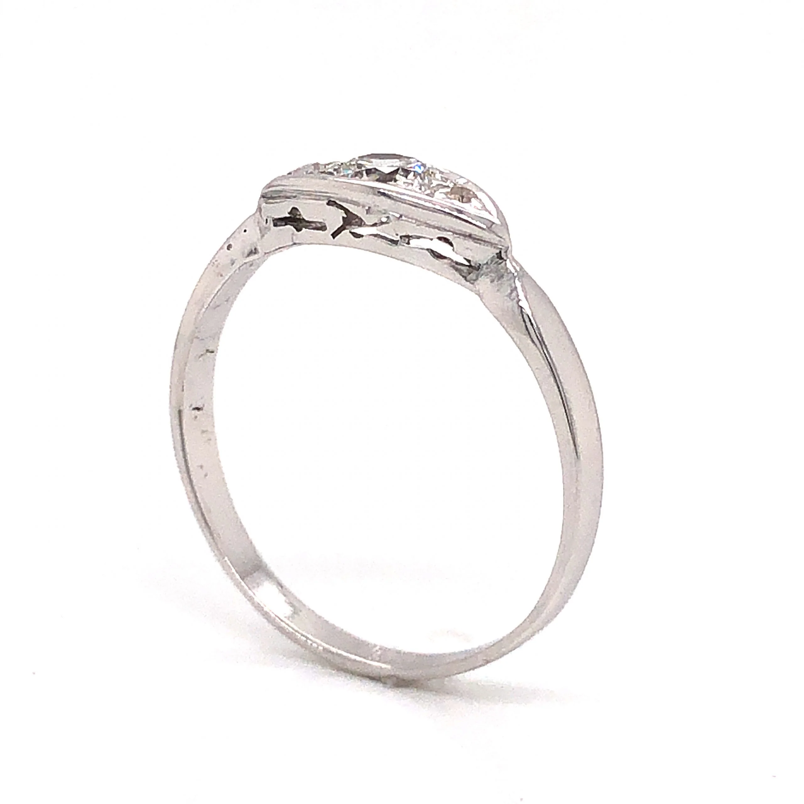 Antique Marquise Shaped Diamond Engagement Ring in 14k White Gold - Image 5