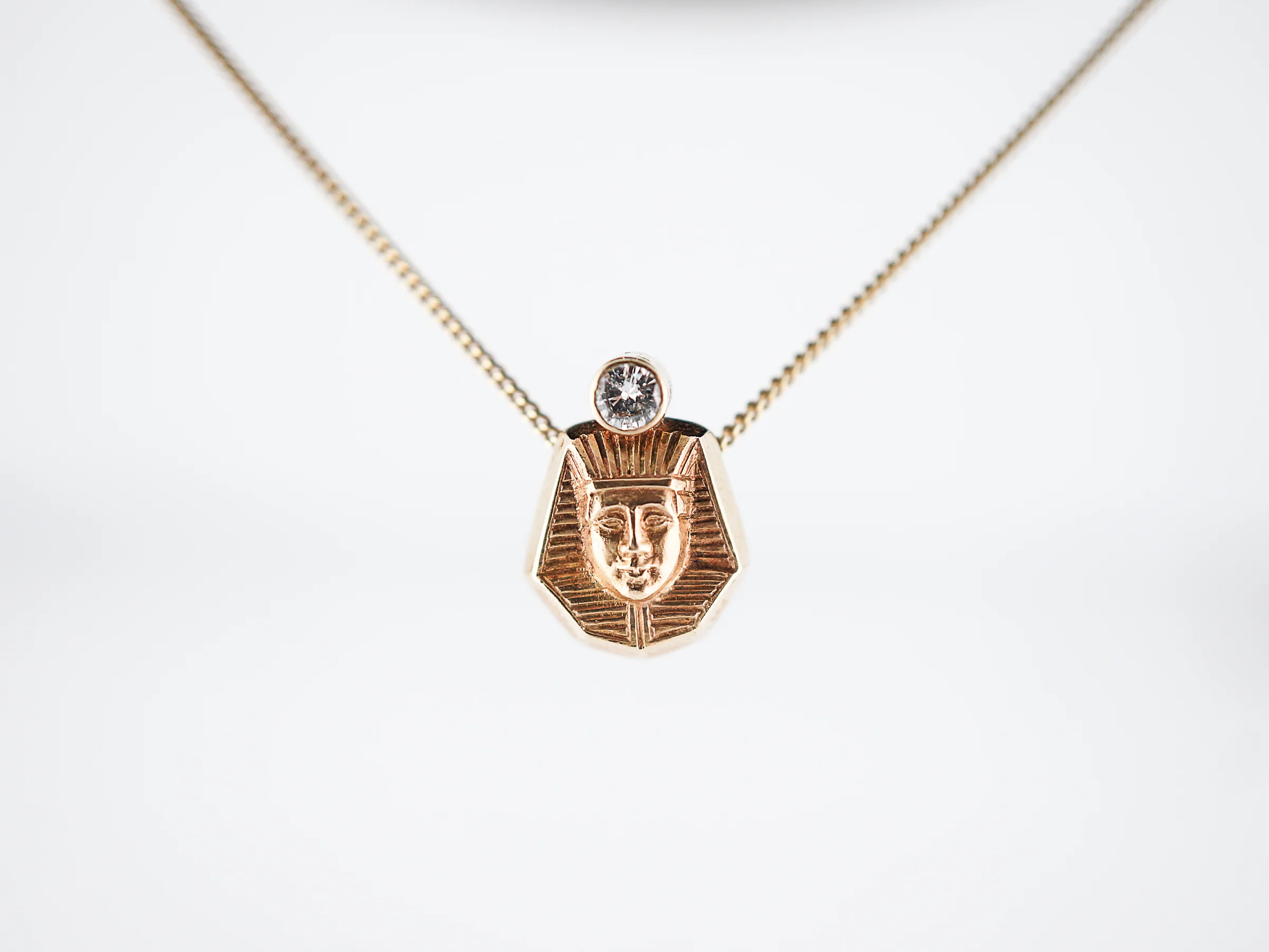Antique Necklace Art Deco .07 Round Brilliant Cut Diamond in 14k Yellow Gold