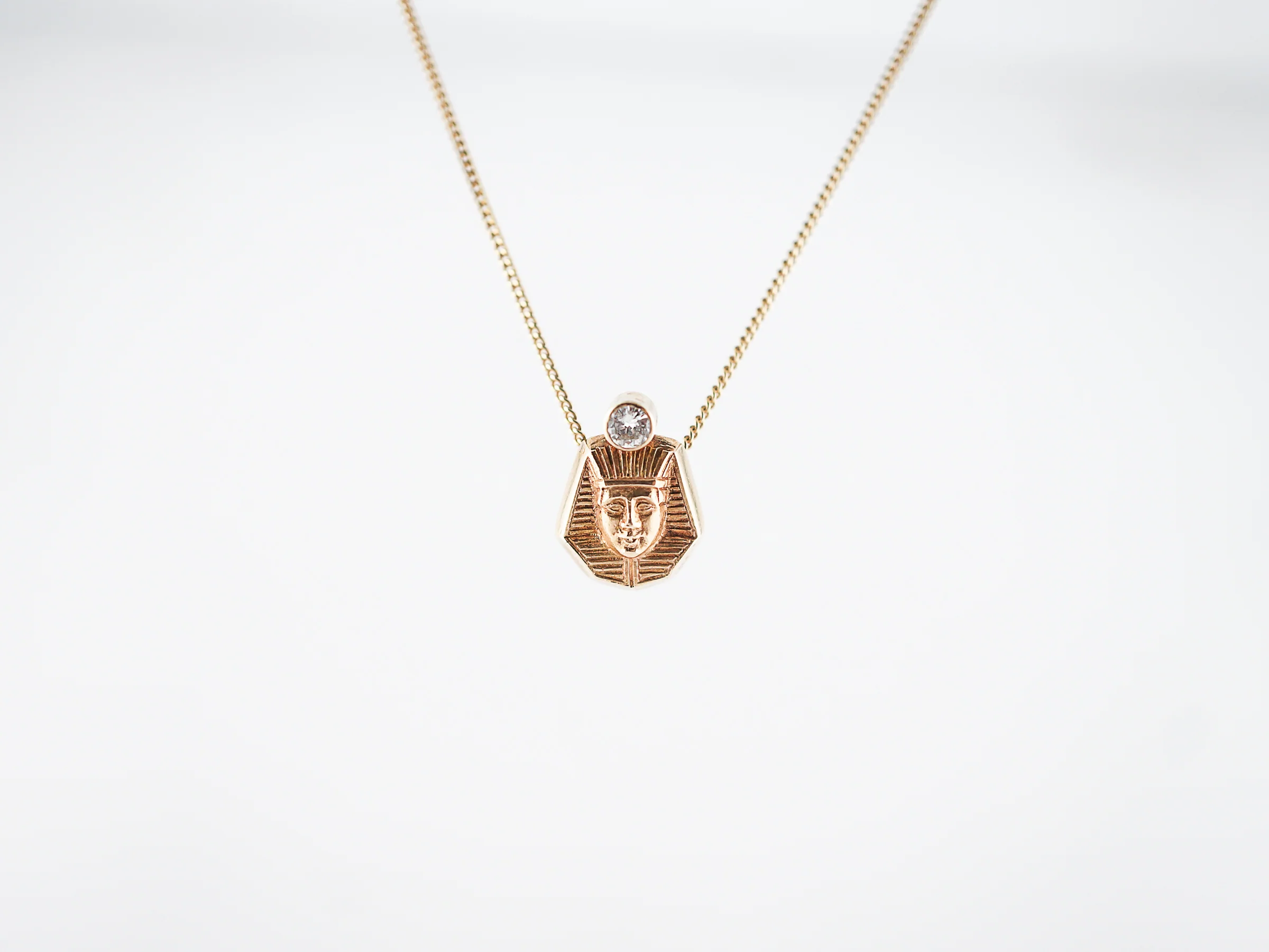 Antique Necklace Art Deco .07 Round Brilliant Cut Diamond in 14k Yellow Gold - Image 2