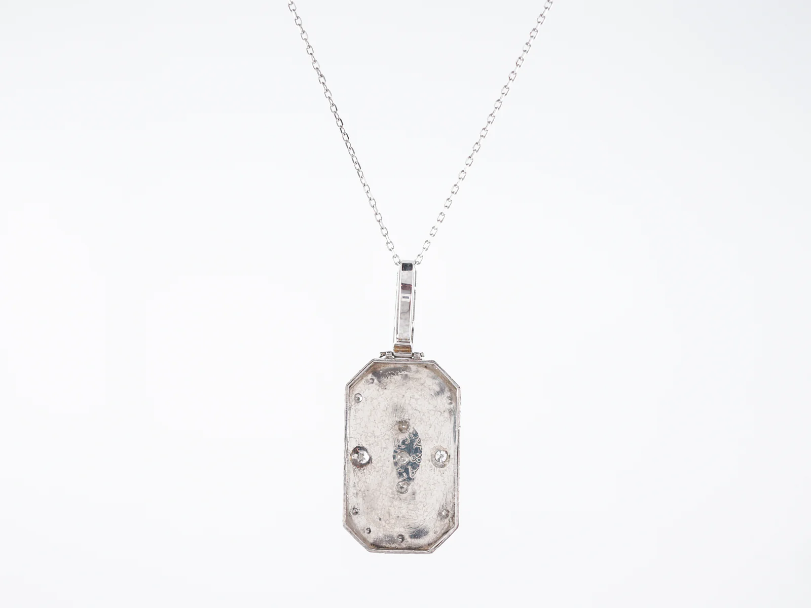 Antique Necklace Art Deco 1.17 Round Brilliant, Old Mine & Single Cut Diamonds in Platinum - Image 5