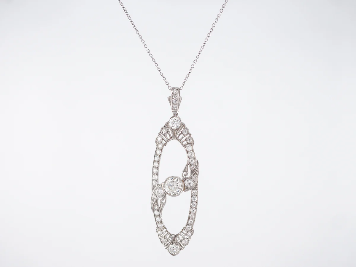 Antique Necklace Art Deco 2.26 Old European Cut Diamonds in Platinum