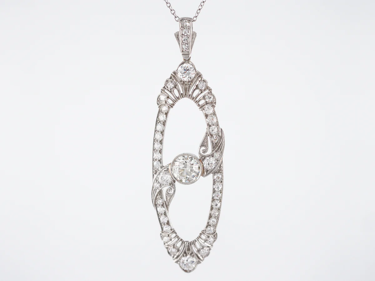 Antique Necklace Art Deco 2.26 Old European Cut Diamonds in Platinum - Image 2