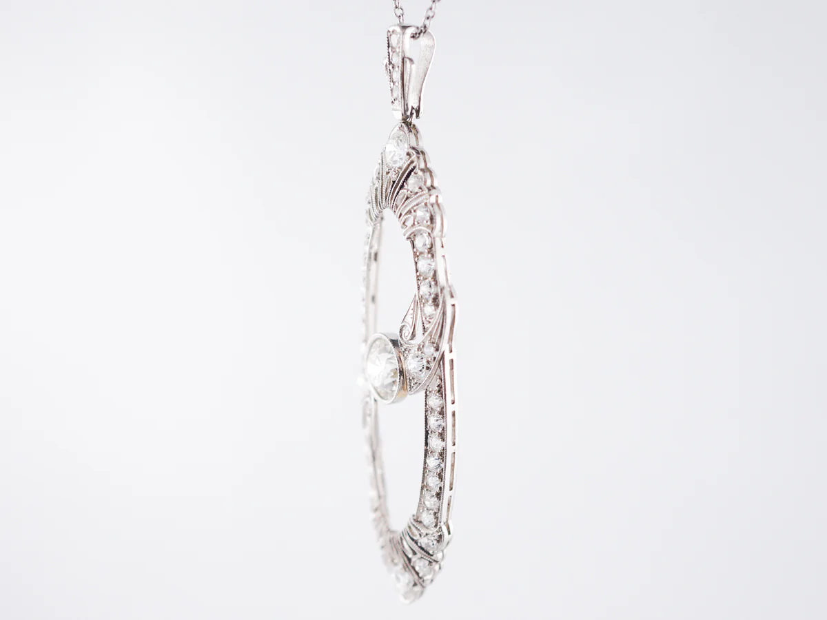 Antique Necklace Art Deco 2.26 Old European Cut Diamonds in Platinum - Image 3