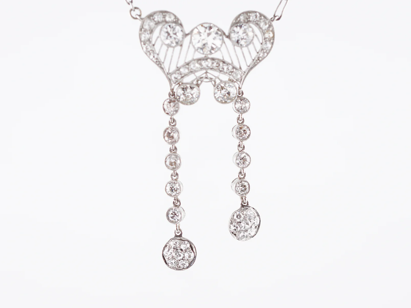 ***RTV***Antique Necklace Art Deco 3.37 carat Old European Cut Diamonds in Platinum - Image 2