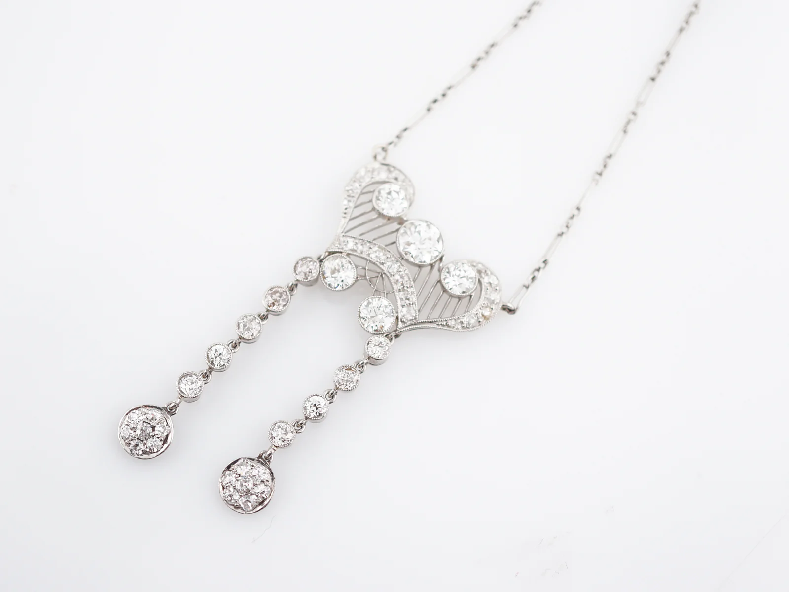 ***RTV***Antique Necklace Art Deco 3.37 carat Old European Cut Diamonds in Platinum - Image 3