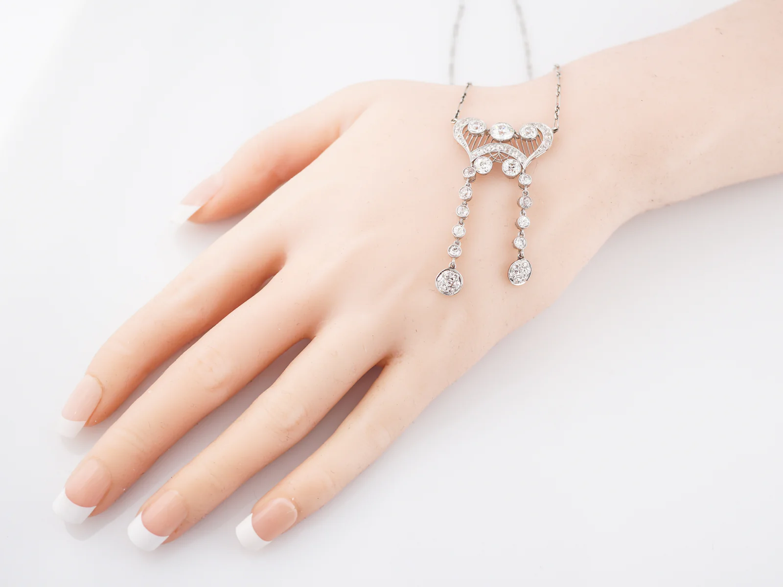 ***RTV***Antique Necklace Art Deco 3.37 carat Old European Cut Diamonds in Platinum - Image 4