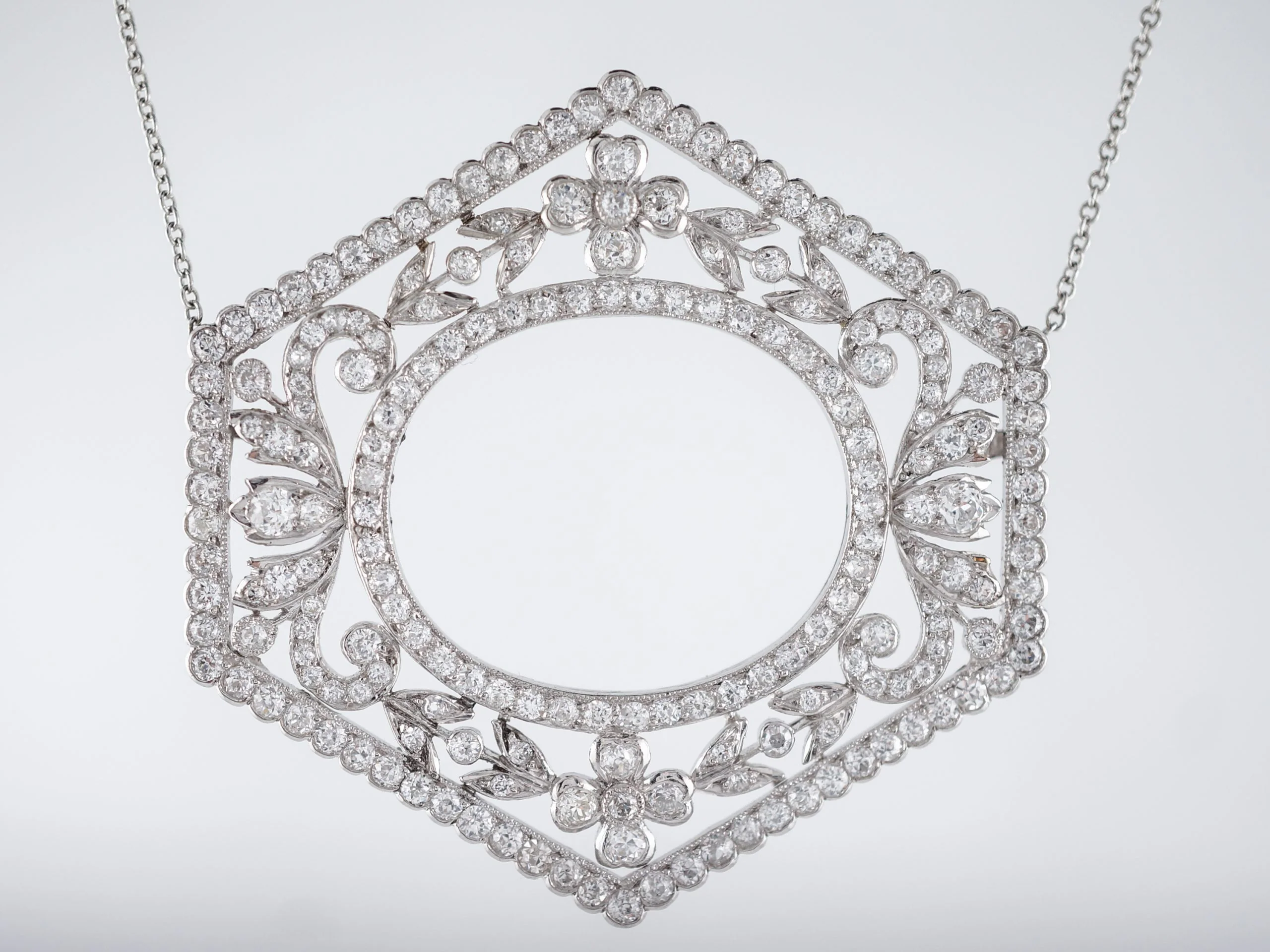 Antique Necklace Art Deco 5.00 Old European Cut Diamonds in Platinum - Image 3