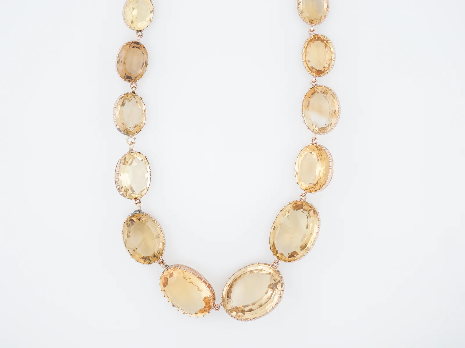 Antique Necklace Victorian 169.52 Mixed Cut Citrines in 9k Yellow Gold