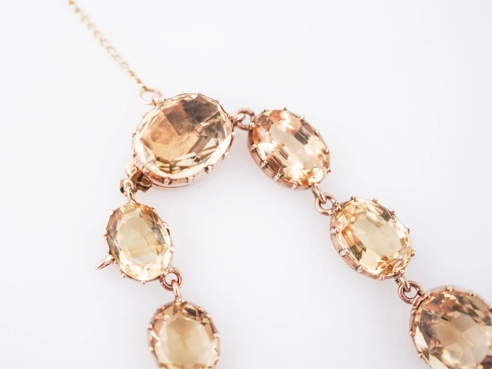 Antique Necklace Victorian 169.52 Mixed Cut Citrines in 9k Yellow Gold - Image 4