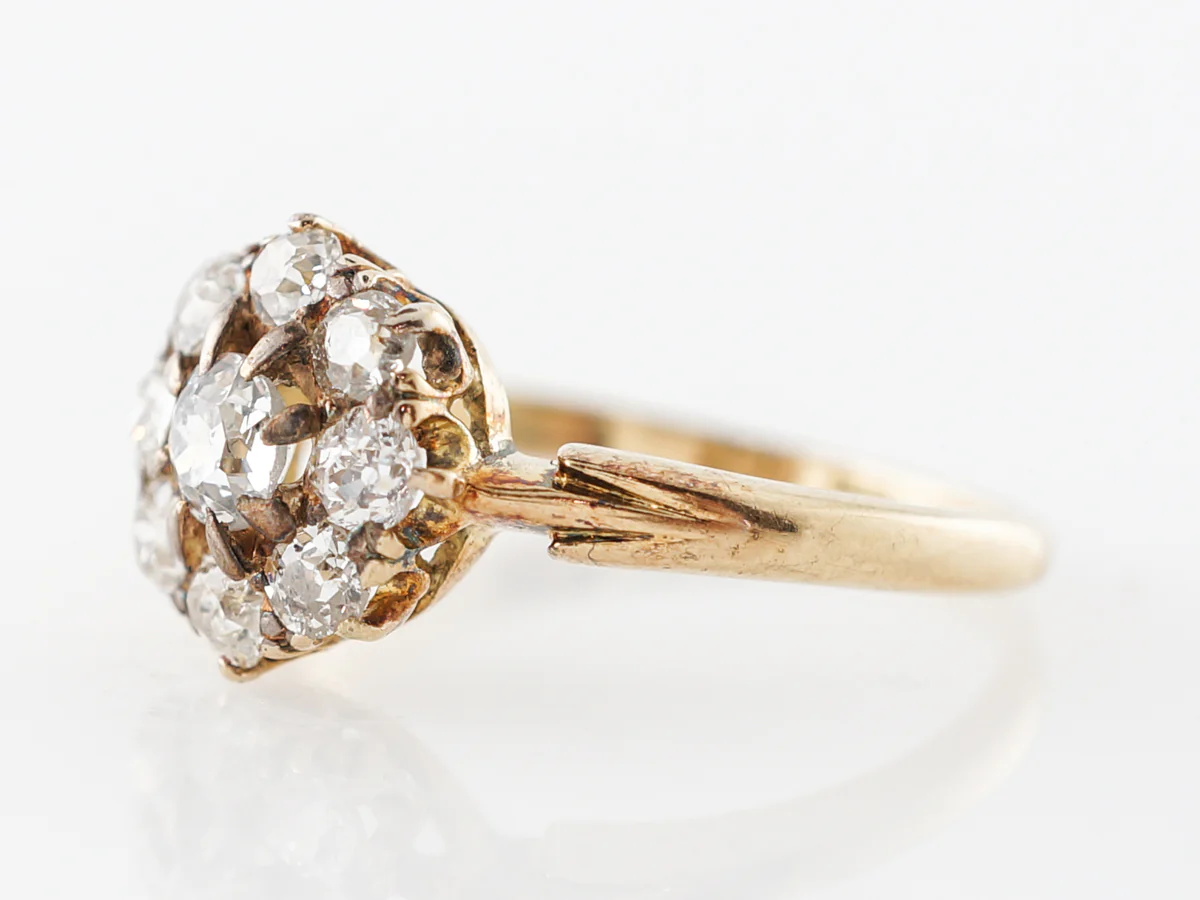 Antique Old Mine Cut Diamond Cluster Engagement Ring - Image 2