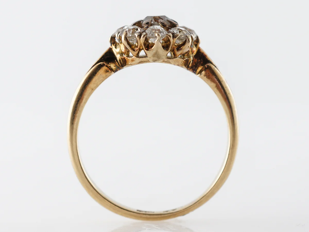 Antique Old Mine Cut Diamond Cluster Engagement Ring - Image 4