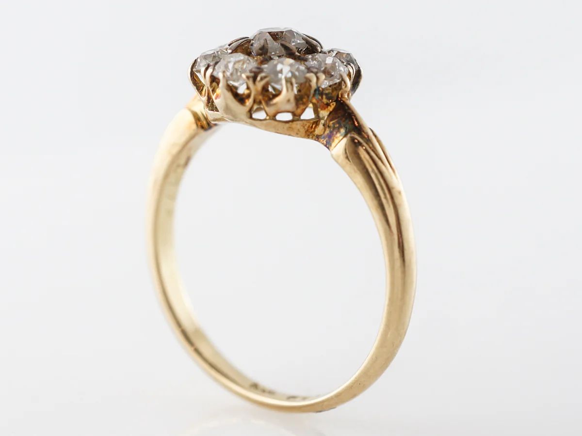 Antique Old Mine Cut Diamond Cluster Engagement Ring - Image 5