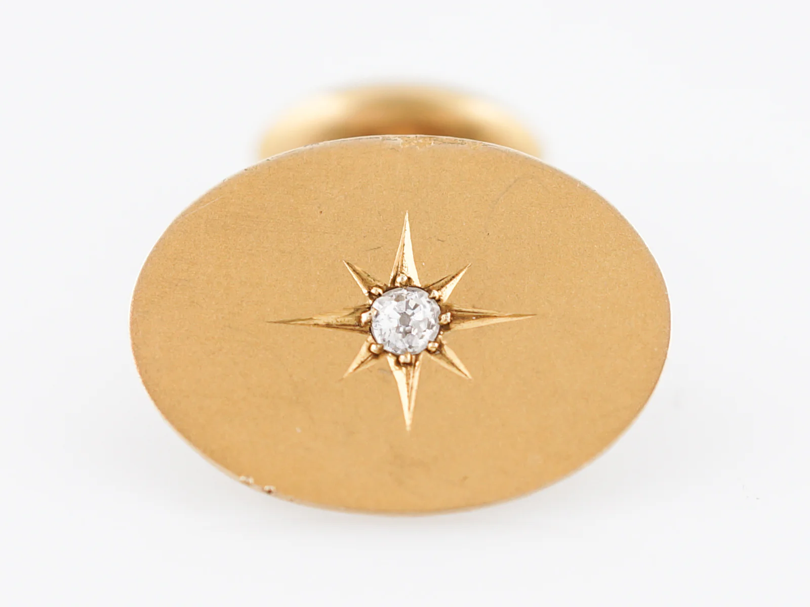 Antique Oval Cufflinks with Old European Cut Diamonds in 14k Yellow Gold - Image 6