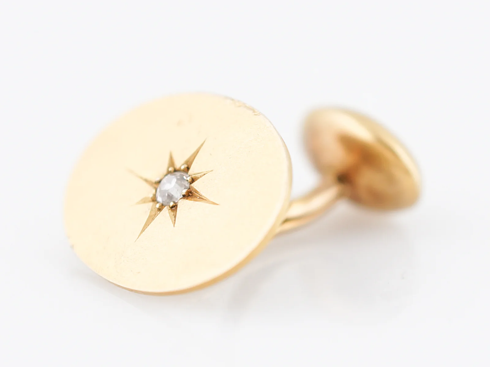 Antique Oval Cufflinks with Old European Cut Diamonds in 14k Yellow Gold - Image 7