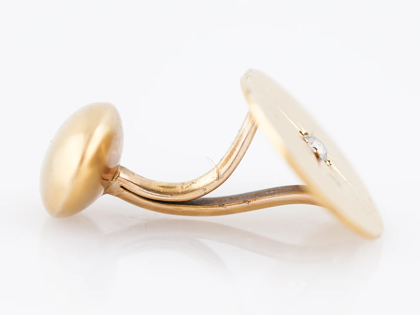 Antique Oval Cufflinks with Old European Cut Diamonds in 14k Yellow Gold - Image 8