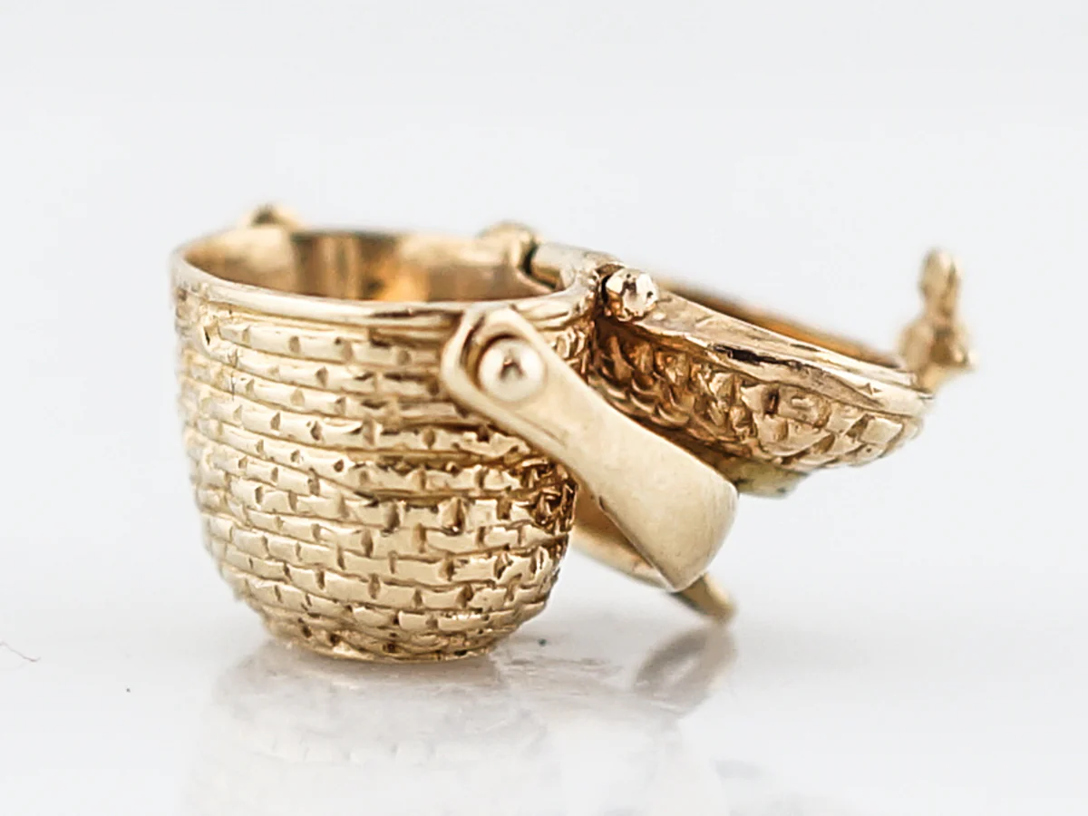 Antique Pendant Charm Basket Victorian 14k Yellow Gold - Image 3