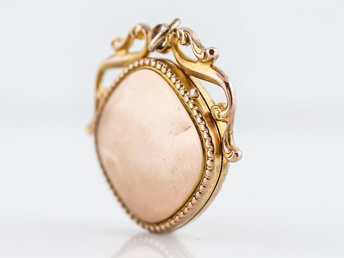 Antique Pendant Charm Engraved Locket Victorian in 14k Rose Gold - Image 2