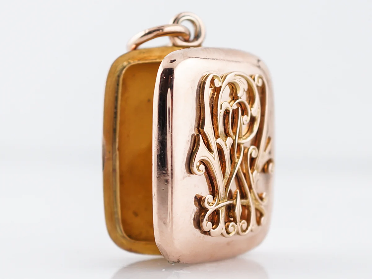 Antique Pendant Charm Locket Victorian in 14k Rose Gold - Image 3