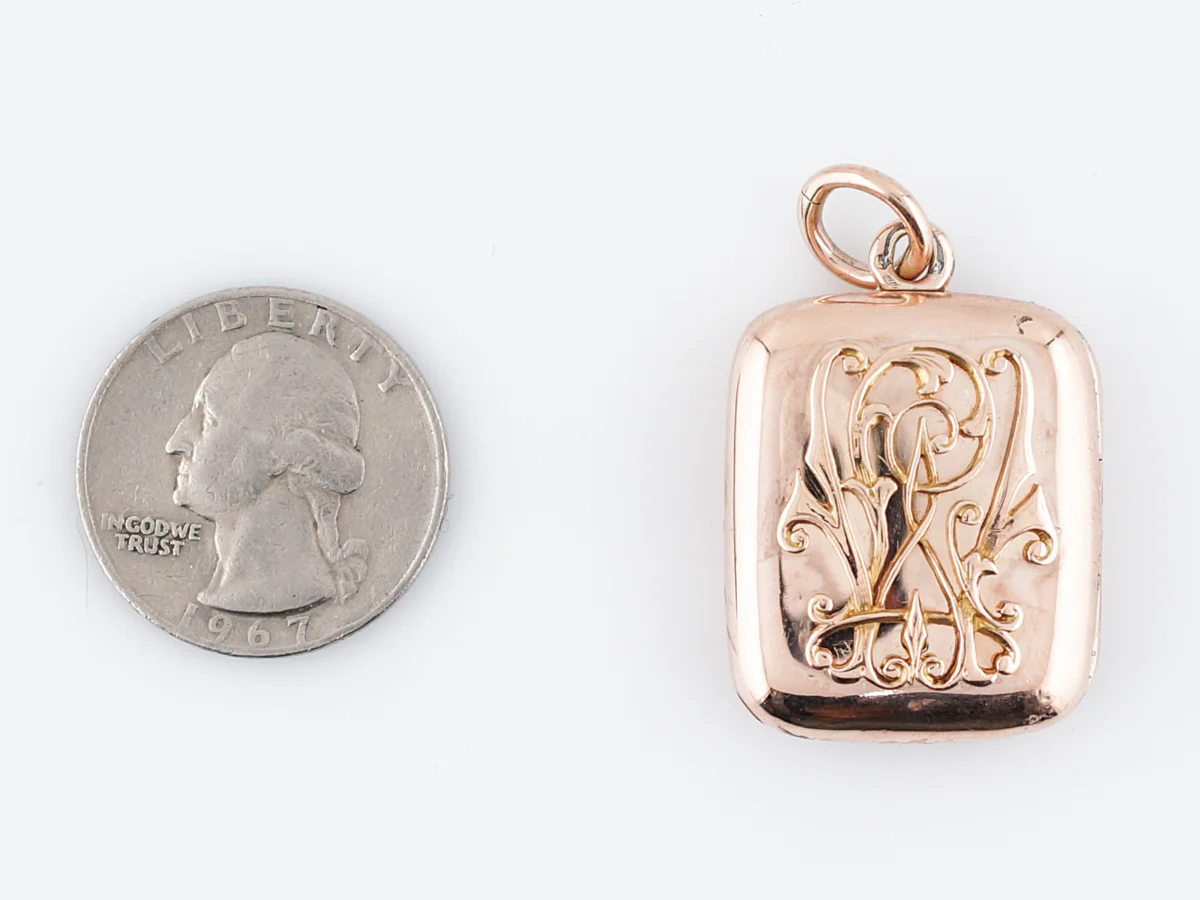 Antique Pendant Charm Locket Victorian in 14k Rose Gold - Image 4