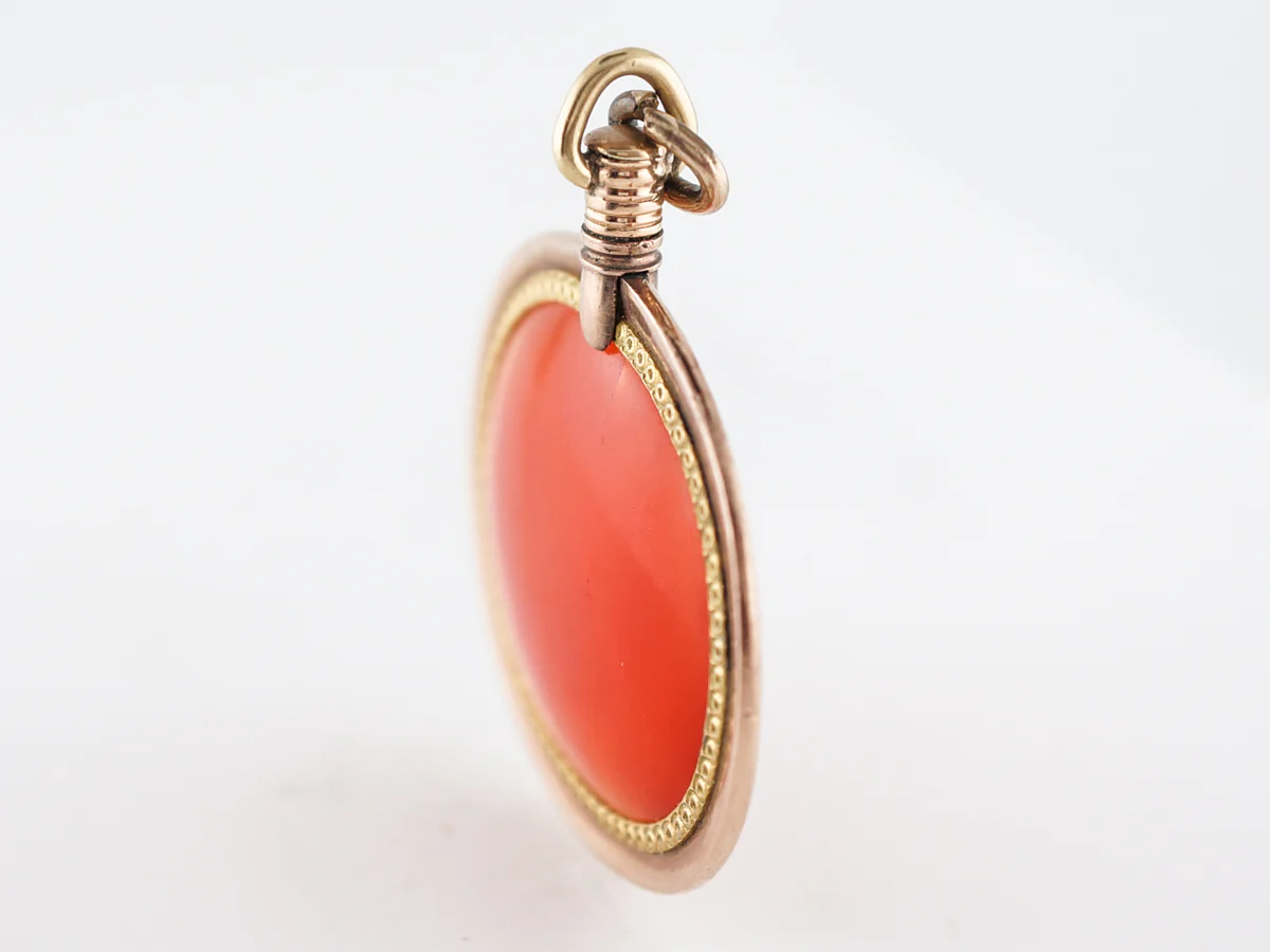 Antique Pendant Victorian 24.81 Cabochon Cut Carnelian in 14k & 18k Yellow Gold - Image 2