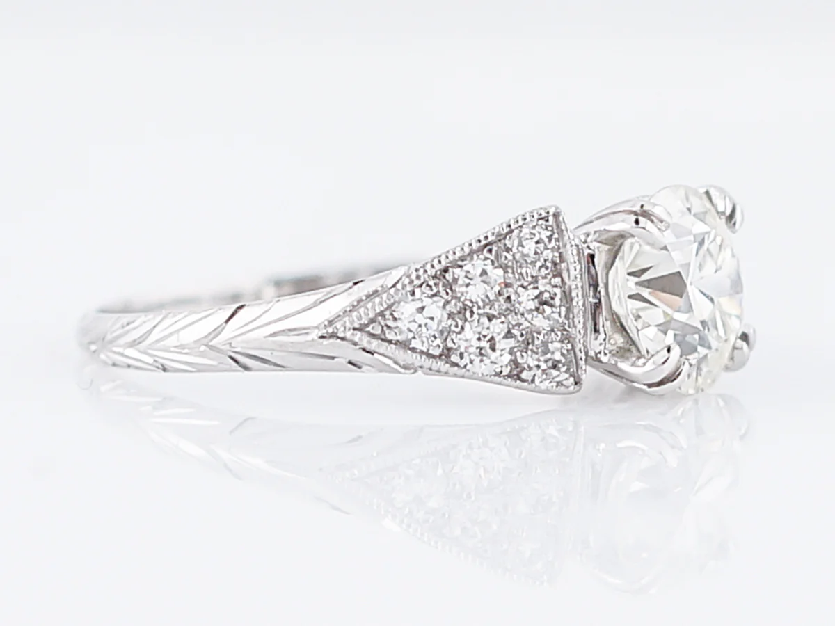Antique Platinum Engagement Ring w/ 1.25 Carat European Diamond - Image 2